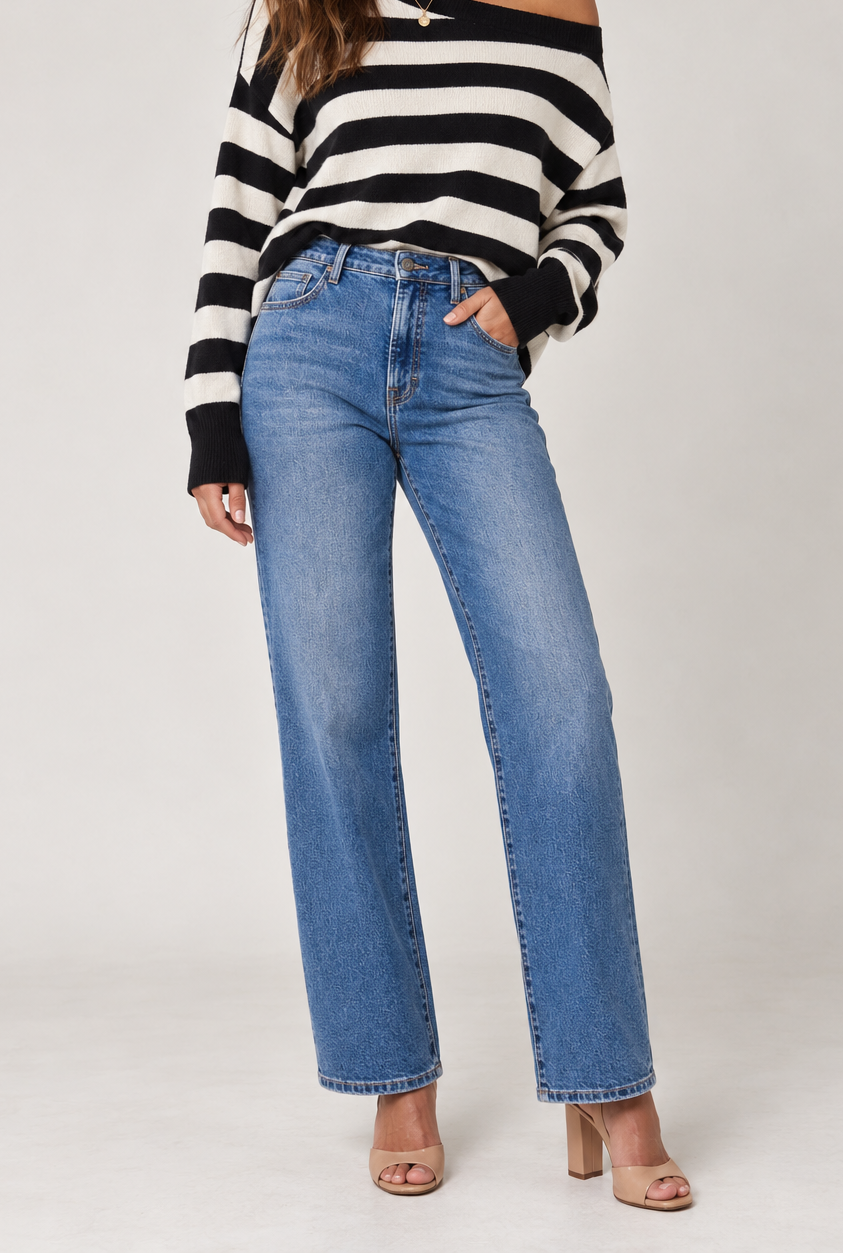 Clean Stretch High Rise Classic Straight Medium Wash