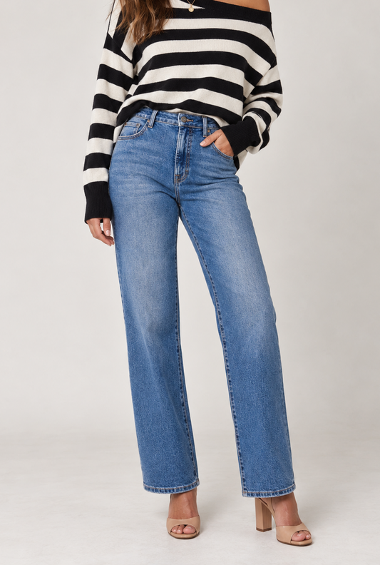 Clean Stretch High Rise Classic Straight Medium Wash