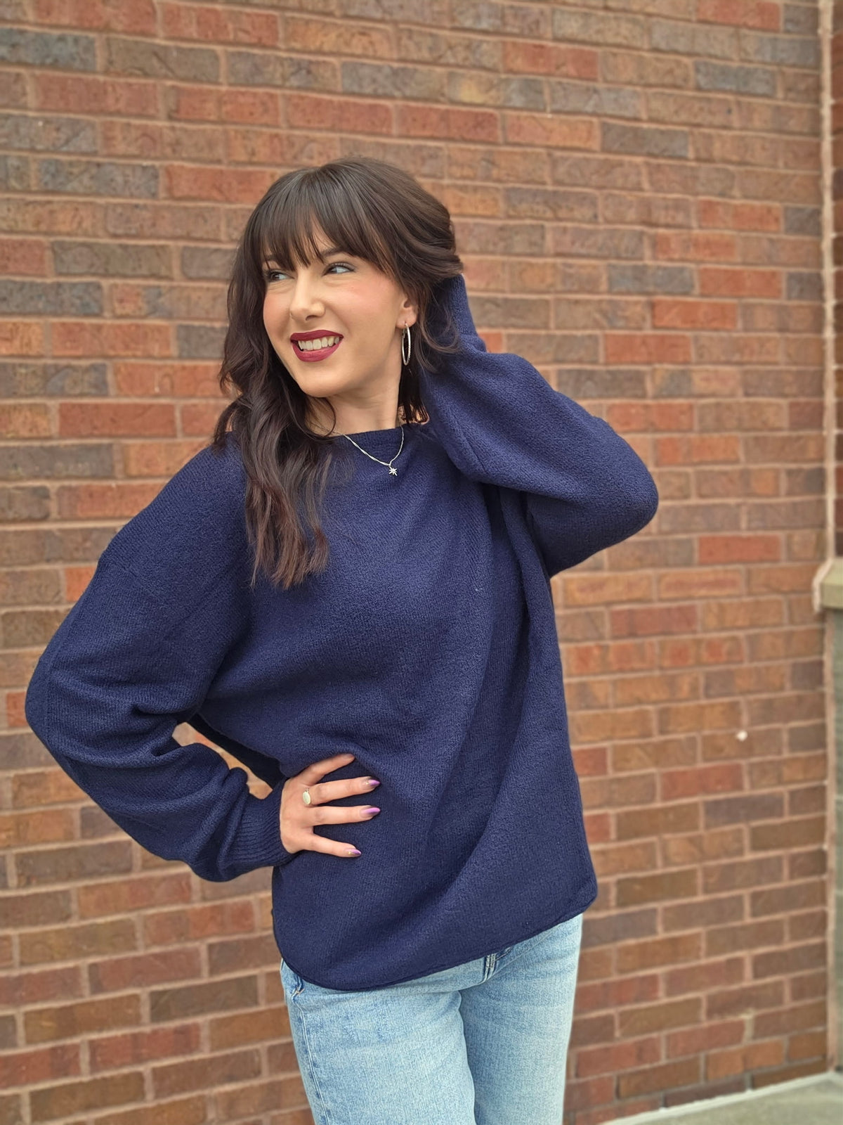 BOAT NECK OVERSIZED KNIT PULLOVER SWEATER