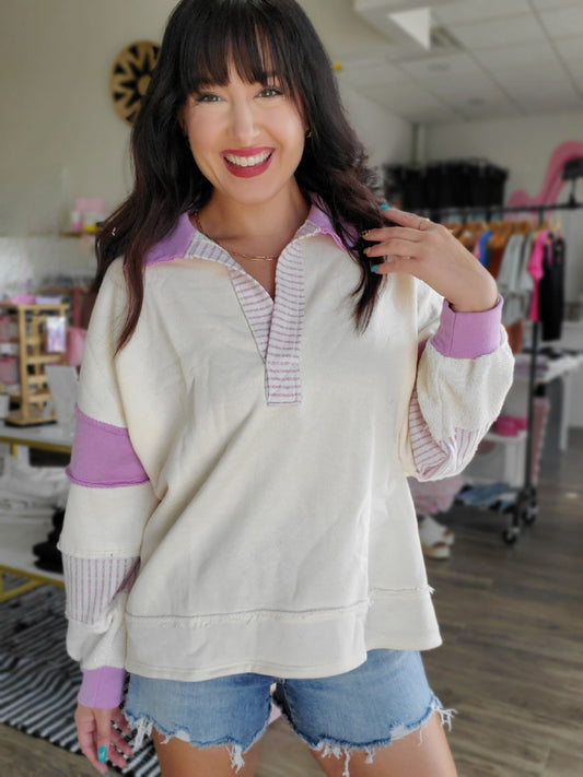 French Terry Color-Block Top