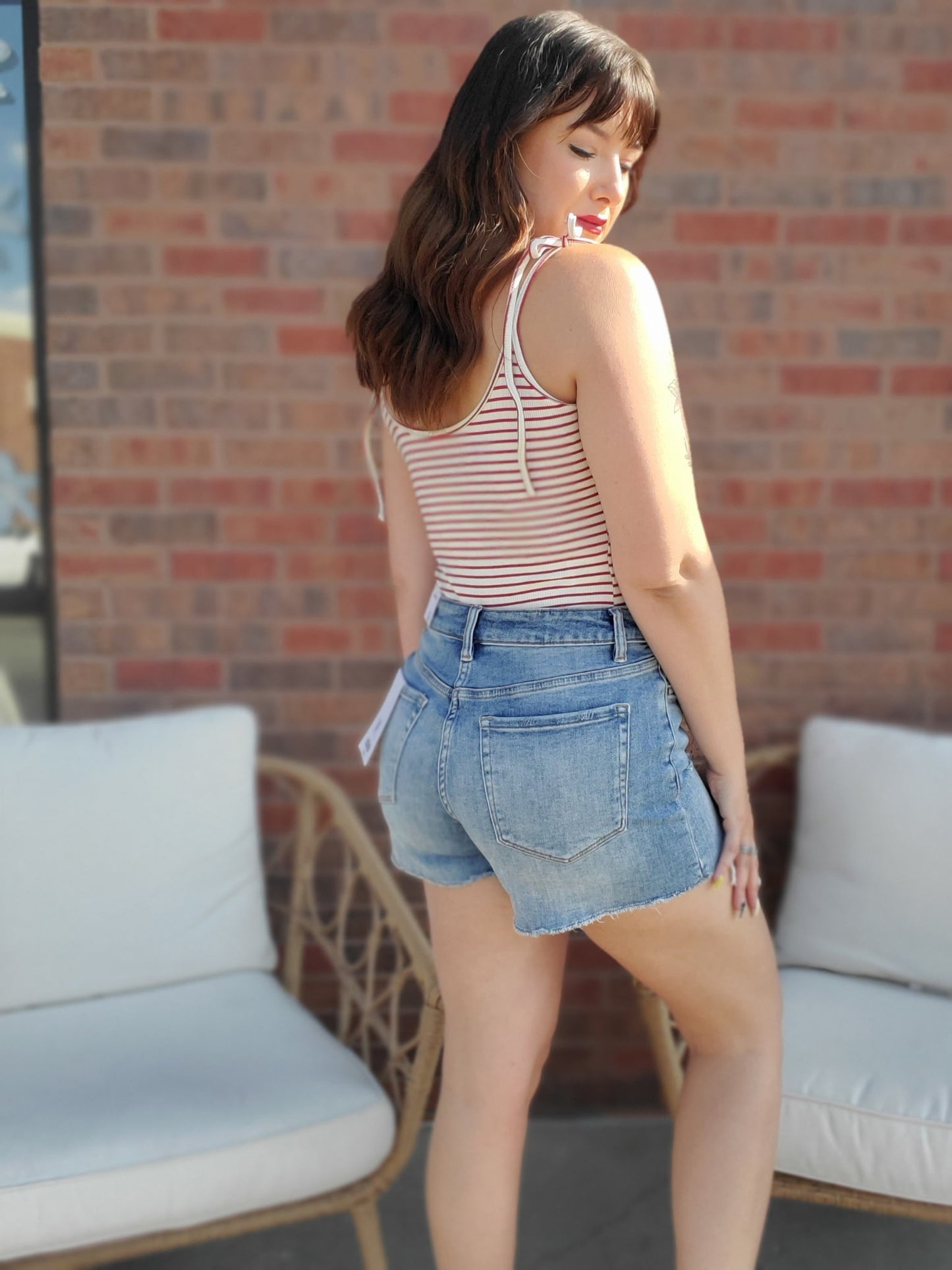 High Rise Denim Shorts