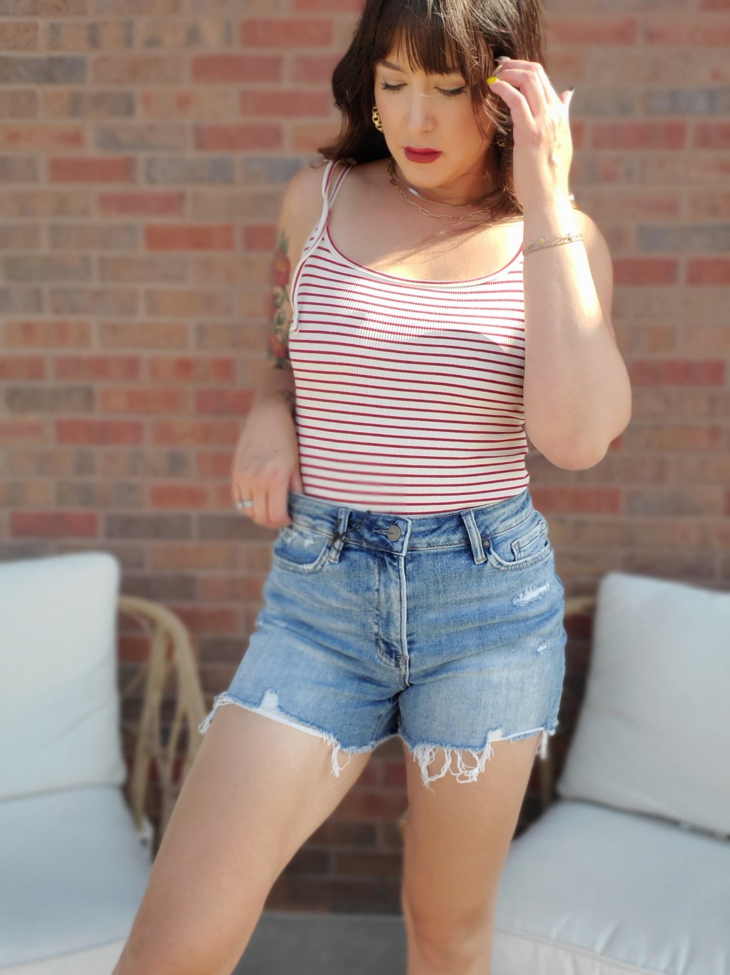 Shoulder Tie Spaghetti Bodysuit