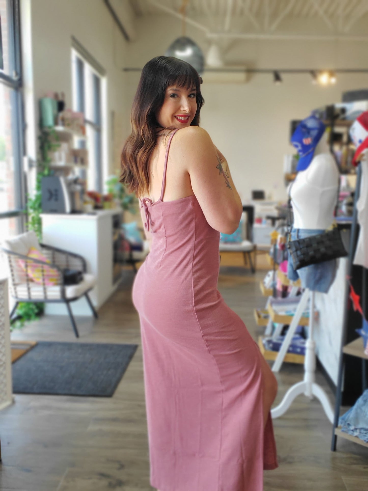 Midi Dress w/Tie Back Detail
