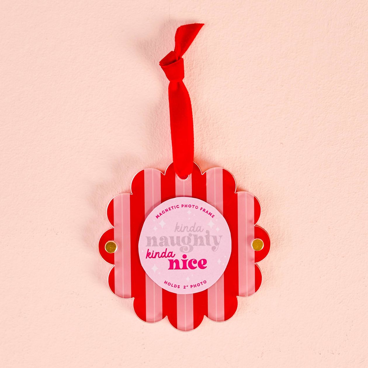 Scalloped Ornament Frame-Peppermint Stripes