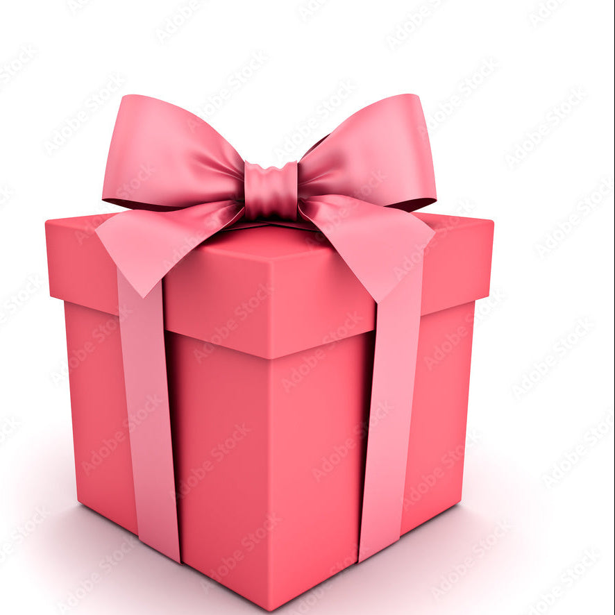 Pink gift box with a large bow on a white background